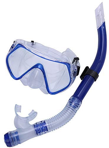 Nurnesy Set da snorkeling per adulti, maschera subacquea, maschera da snorkeling, maschera anti-appannamento, occhiali di protezione, adatto per uomini e donne, immersioni, snorkeling, nuoto (blu)
