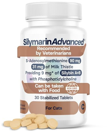 Complément Foie pour Chat - Complément de Chardon Marie pour la Détoxification du Foie - Complément pour Chats avec S‑adénosylméthionine (SAMe) et Silybine - 30 Comprimés