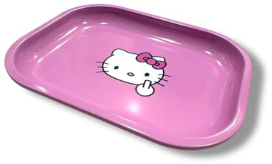 Pink Rolling Tray Anime Ash Tray for Girls Cute Ashtray Premium Metal Kawaii Home Decor Gold Plating Cute Jewelry Holder Japanese Decorative Plate Serving Plate(CAT F)