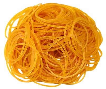 Confezione da 70 elastici, elastici, anelli in gomma con grande elasticità, gomma domestica giallo scuro per capelli, penne, catapulte, fatture, bancari, forniture per ufficio (60 x 3,8 mm, colore: