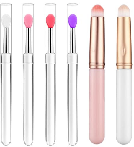 COYUN 6pcs Sanfte Lippenpinsel, Lippenpinsel, Lippen Peeling Bürste, Make-up-Bürsten mit weichen Silikon-Lippenstift-Applikatoren & Peeling-Werkzeug, wiederverwendbar, perfekt für Kosmetikanwendungen