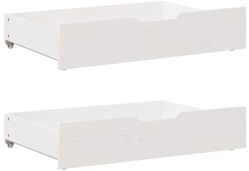Gecheer Cassettoni da Letto 2 pz Bianchi 85x55x16 cm in Legno di Pino,Cassetti da Letto,Cassetti sotto Letto,Cassettoni sotto Il Letto,Cassettoni Sottoletto,P850927