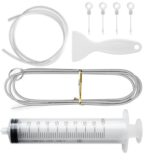 Juego de 8 piezas de limpieza para armarios frigoríficos, limpieza de desagüe, orificio de drenaje para frigorífico, limpiador de tuberías en espiral, accesorio para excavadora, pala, manguera