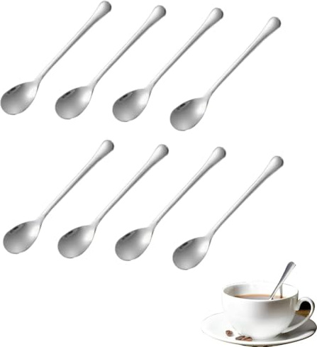 Lot de 8 cuillères à expresso - 13,5 cm - En acier inoxydable - Mini cuillère - Pour café, miel