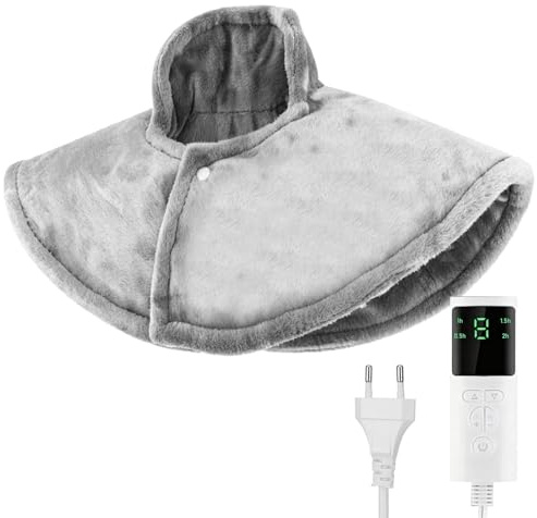 Cojín térmico para cuello y hombros, calentador de cuello con pantalla LCD, 9 niveles de calor y 4 opciones de tiempo, apagado automático, calentador de hombros extraíble y lavable, regalo para