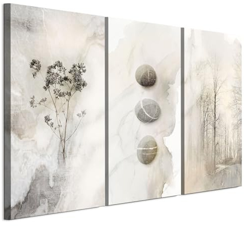 LUMASOUL Cuadros Decoracion Salon Modernos 3 Pieza - Decoración Pared Natura Motivo - Cuadros Decorativos con marcos de madera y telares Salón y dormitorio - 135x90 cm