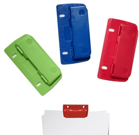 3 Stück Taschenlocher Für Ordner Taschenlocher Schule Locher zum Einheften Taschenlocher Kunststoff Locher für Ordner für Papier Karton Postkarten Fotos