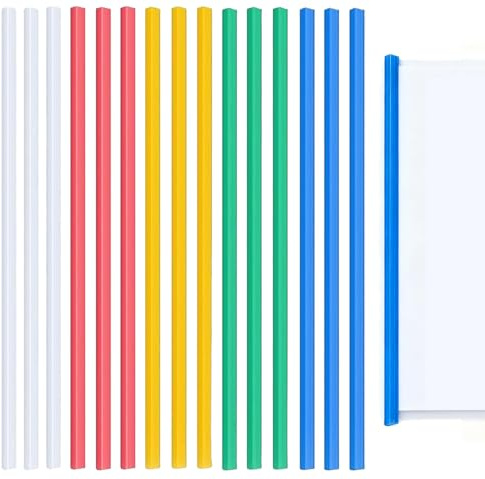 15 Pcs Book Binder,Slide Binders A4,Colorful Plastic Paper Binder Spine Bars Kit Durable Document Binding Presentation Covers Clips Replacement Accessories Set for School,Office,Meeting Room（5 Colors）