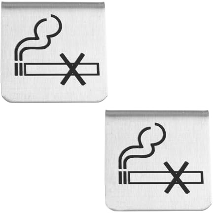 Alipis Lot de 2 Panneaux en Acier Inoxydable Double Face « Interdit de Fumer » et « Réservé » pour Table – Signalétique Solide pour Restaurant Bureau Hôtel et Salle de Réunion