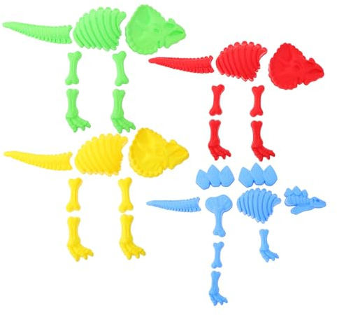 Kisangel Ensemble de 4 Moules à Sable Dinosaures en Plastique Coloré pour Garçon et Filles, Jouets de Plage Éducatifs Légers et Réutilisables, pour Développer la Motricité et L’Imagination
