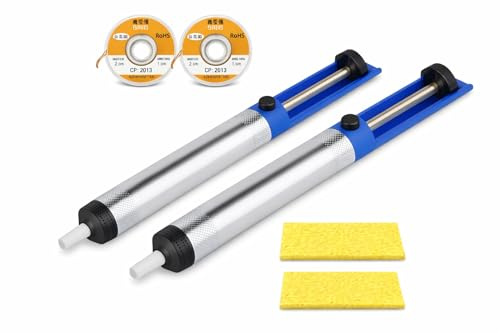 Desoldador de Estaño Manual + Malla 2mm x 1,5m | Bomba Desoldadora Profesional con Punta PTFE | Kit para Reparación Electrónica, PCB y SMD | Aspirador de Soldadura de Precisión (2)