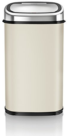 Tower T80903 Kitchen Bin with Sensor Lid, Automatic Soft-Close, Manual Override, Almond, 58 Litre, 27.4 x 40.2 x 70.9 cm