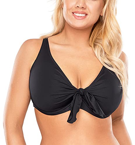 Vivisence 3202 Top De Bikini Sin Relleno Liso para Mujeres Tirantes Ajustables con Aros - Hecho En La UE, Negro,100D