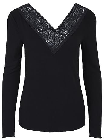 PIECES Donna PCSIRI LS Top Noos Maglia a Maniche Lunghe, Black, L