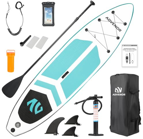 ADVENOR Paddle Board 11'x33 x6 Extra Wide Inflatable Stand Up with SUP Accessories Including Adjustable Paddle,Backpack,Waterproof Bag,Leash,and Hand Pump,Repair Kit (Green)