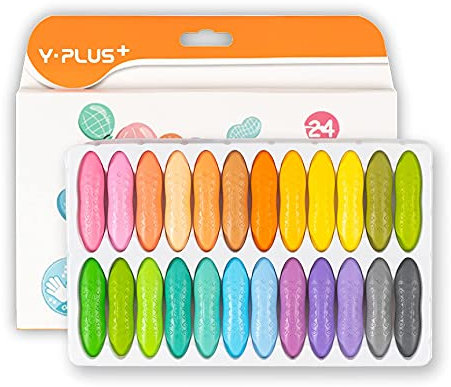 YPLUS Erdnuss Wachsmalstifte für Kleinkinder, Ungiftige Wachsmalstifte, Leicht zu Halten, Waschbare sichere Kleinkindmalstifte für Kinder Malzubehör (Pastell 24 Colors)
