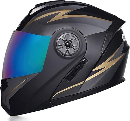 Casco Integral para Motocicleta con aprobación ECE - Cascos para Casco Integral para Motocicleta con Visera Solar para Hombres y Mujeres Adultos - D3,M