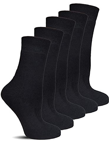 Frostfighter Damen Thermosocken ohne Gummi (6x Paar) Wintersocken Baumwolle Ski Vollfrottee Innenfutter (Schwarz, 35-38)