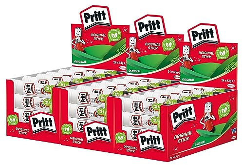 Pritt Glue Stick, Safe & Child-Friendly Craft Glue for Arts & Crafts Activities, Strong-Hold adhesive for School & Office Supplies, 43 g Pritt Stick Bulk Buy 72 Pack
