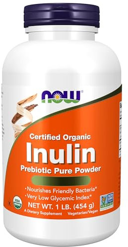 Now Foods, Certified Organic Inulin (Inulina organica), 454g Polvere vegana, Testato in Laboratorio, Senza Soia, Senza Glutine, non OGM, Vegetariano