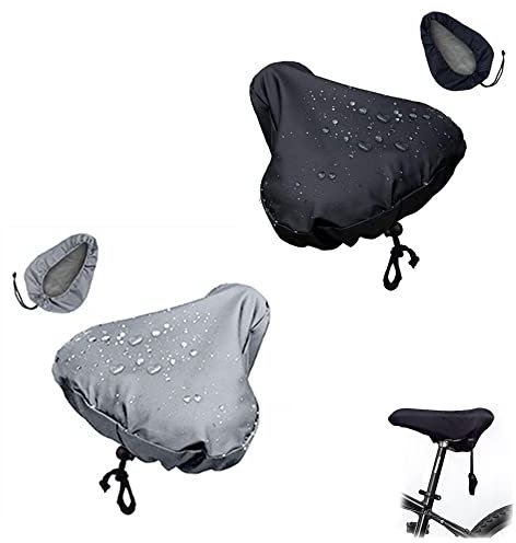 Hezhou 2 Stück Sattelbezug wasserdichte Schwarz Oxford-Stoff Fahrradsattelabdeckung Sattelbezug Grau Sattelbezug Fahrradsattelüberzug Wasserdicht Sattelschutz Fahrradsattel Regenschutz