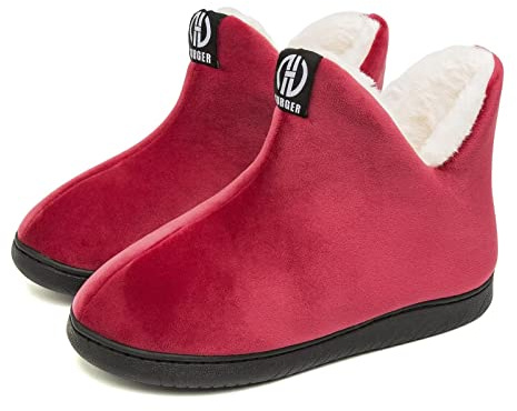 JEBUKTXE Hombre Mujer Botas de Estar por Casa Invierno Interior Exterior Peluche Forro Pantuflas de Casa