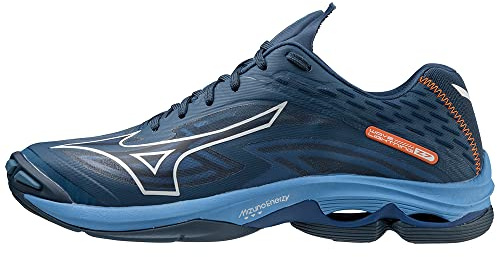 Mizuno Wave Lightning Z7 Chaussures de Handball Unisexe pour Adulte, DarkDenim/White/BlueJasper, 45 EU, Bluejasper Darkdenim Blanc, 45 EU