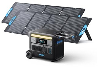 Anker SOLIX F2000 Portable Power Station, PowerHouse 767, 2048Wh GaNPrime Solar Generator with 2×200W Solar Panels, LiFePO4 Batteries, 3 AC Outlets Up to 2400W for Home, Power Outage, Outdoor Camping