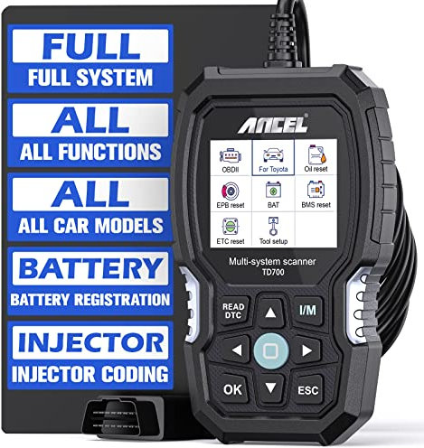 ANCEL TD700 OBD2 Diagnosegerät für Toyota Lexus Scion Alle System OBD2 Scanner Alle Funktionen Auto Auslesegerät Kfz-Code Leser für Motor EPB DPF BMS ETC SRS SAS TPMS Reset
