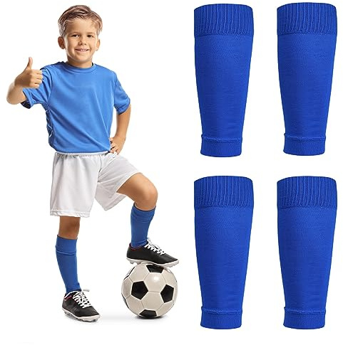 Football Sock Sleeves Soccer Shin Guards Sleeves Blue Team Leg Sock Sleeve Cut Soccer Socks for Football Games Beginner