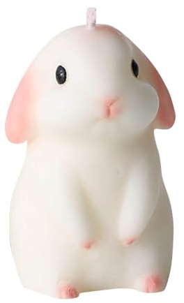 Tissting Candela Profumata a Forma di Coniglietto 9.1X6.1X6.1Cm/3.58X2.4X2.4In - Cera di Soia Decorazione Carina per Camera da Letto e Bagno, Regalo di Compleanno con Profumo di Pera e Fresia
