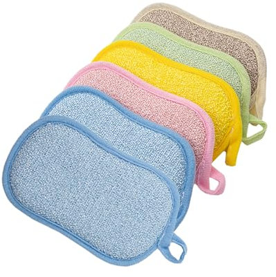 6 Stück Spülschwamm,Küchenschwamm,Schwamm Küche Doppelseitiger Mikrofaser,Kratzfeste Wiederverwendbare Geschirr Spülschwämme,Spülschwamm Waschbar,für Reinigen Geschirr Töpfen