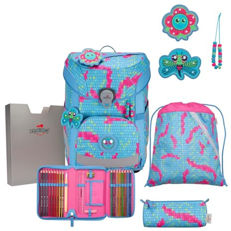 DerDieDas ErgoFlex Easy Schulranzenset 5-teilig Happy Pixel