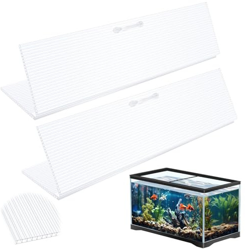 Sieral 2 Pcs Clear Aquarium Canopy Set Polycarbonate Greenhouse Panels 22.95 x 16.61 x 0.24 Inch for 75/90/110 Gallon Fish Tank with Center Brace Aquariums Cover Fish Tank Lid