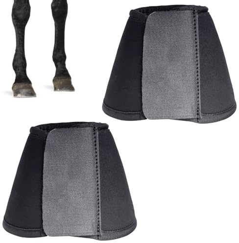 Horse Bell Boots, 2Pcs Rubber Horses Shock Absorbing Boots with Self-Adhesive Fixing for Hoof Protection