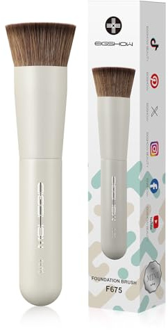 EIGSHOW Reise Foundation Pinsel, praktischer Kabuki Makeup Pinsel in Taschengröße für flüssige, cremige und pulverförmige Foundation & Concealer, mit ultraweichen, dichten veganen Borsten (Beige)