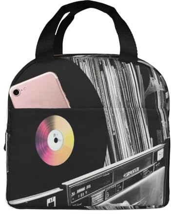 POCUK Borsa per il pranzo con dischi in vinile portatile, isolata, borsa da picnic riutilizzabile, borsa da lavoro