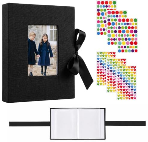 2 Piezas Álbum de Fotos de Inserción, Álbum para 100 Fotos para Insertar, Álbums con Ventana para Familia, Boda, Bebé - 6 Pulgadas - Negro