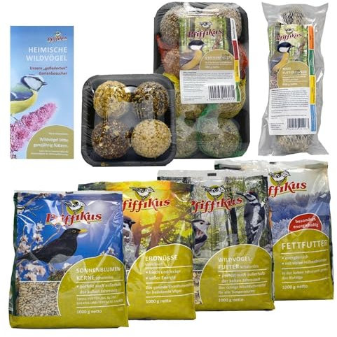 WILDVOGELFUTTER SORTIMENT MITTEL Winter-Streufutter Fettfutter Meisenknödel Nüsse Saaten