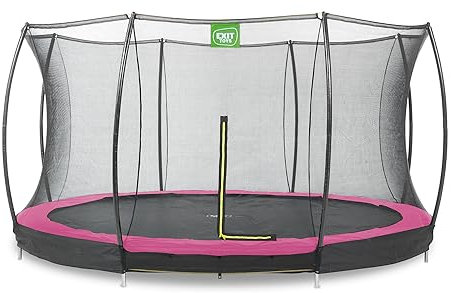 EXIT Toys Silhouette Bodentrampolin - ø366cm - Rundes Inground Gartentrampolin Outdoor für Kinder - Mit Sicherheitsnetz und Fußschutzsystem - Sicherer Einstieg - Gute Sprungkraft - Rosa