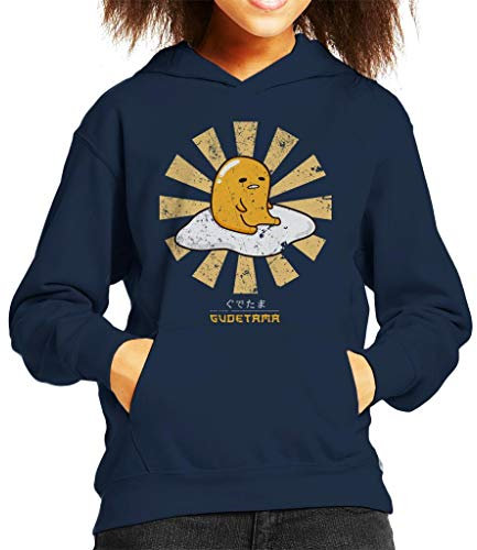 Cloud City 7 Gudetama Retro Japanese Kid's Hooded Sweatshirt Navy Blue
