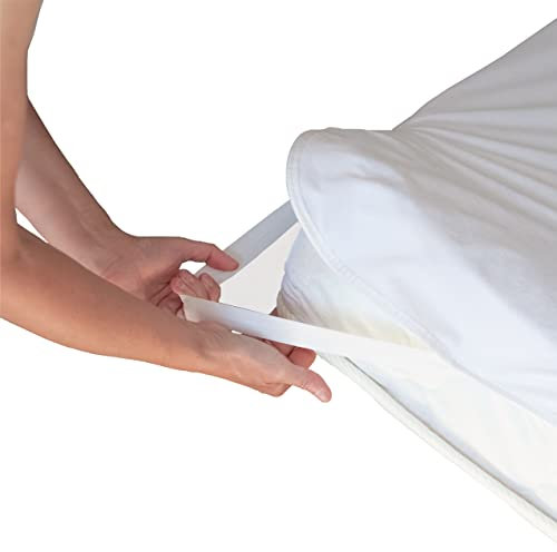 Twillie - Wasserdichter Matratzenschoner 120x200 mit 4 Gummibändern - Oeko Tex® - Atmungsaktive Jersey Matratzenauflage - Matratzenschutz ohne Knistern - Ultradünn, Ultrastark, Ultraweich Weiß