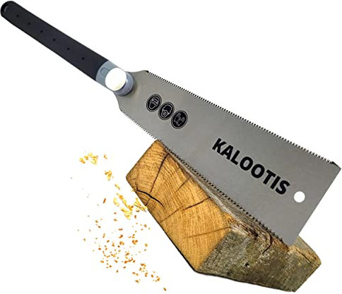 Scie Japonaise Menuisier Ryoba 570mm- Coupe lisse Pour Le Travail Du Bois -Scie À Main À Tirer Professionnelle - Coupe Rapide Et Précises Avec Poignée Ergonomique - Double Denture 7/14tpi-KALOOTIS®