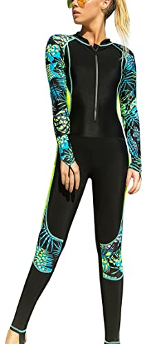 Maeau,Trajes de neopreno para mujer, traje de buceo, traje de baño atlético, traje de baño modesto, traje de surf de manga larga, traje de baño de protección solar para snorkel, kayak, amarillo, 85