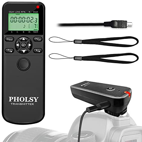 PHOLSY Timer Remote for Nikon Remote Shutter Release N10 Wireless Remote Control Compatible with Nikon Z5, Z7 II, Z6 II, D750, D780, D7500, D7200, D7000, D5600, D5500, D5300, D90, P1000, P7700, P7800