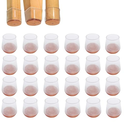 Molyorch 24 Pièces Chaussette pour Chaise, Protection Pied de Chaise Silicone, Tampon Chaise, Patin Chaise, pour La Table à Manger, Pieds Bureau (Transparent)