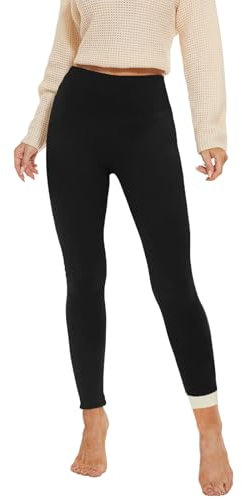 AMIYOYO Thermal Leggings Women Thick Fur Fleece Lined Leggings High Waisted Winter Warm Black Soft Tights Tummy Control Gym Yoga Fitness Stretchy Pants Trousers