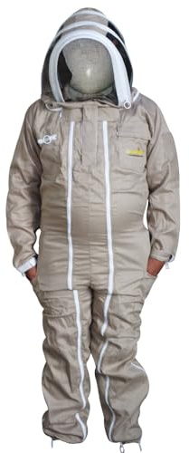 URBANSBEE Traje de Apicultura Algodón Doble Cremallera con sombrero elegante, Anti abeja protectora Beekeeping suit, Traje Apicultores de Chaqueta ropa para Profesional apicultor