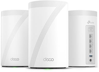 TP-Link Deco 7 Pro BE63 Tri-Band WiFi 7 BE10000 Whole Home Mesh System - 6-Stream 10 Gbps, 4x2.5G Ports Wired Backhaul, 4X Smart Internal Antennas, VPN, HomeShield, Free Expert Support (3-Pack)