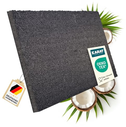 KARAT Coconut Doormat for Outdoor and Indoor Use – Door Mat – Dirt Trapper Mat – Coconut Mat Winter Protection with Non-Slip Back for Front Door and Entrance, Made to Measure, Grey, 65 x 100 cm, 1.7